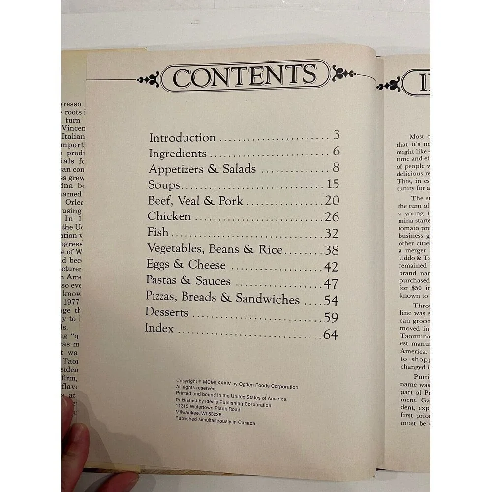 Vintage 'A Taste of Italy From Progresso' Cook Book